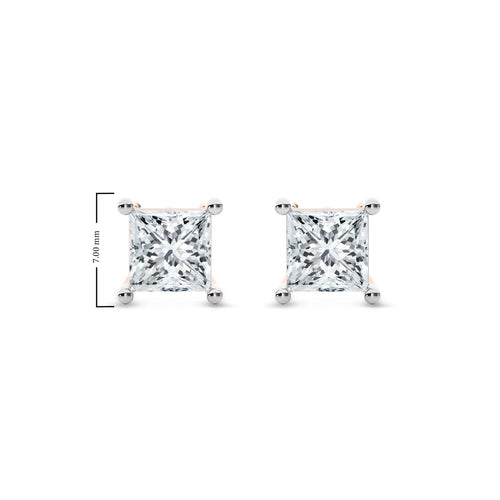 2 CT. Princess Cut Lab Created Diamond Stud Earrings