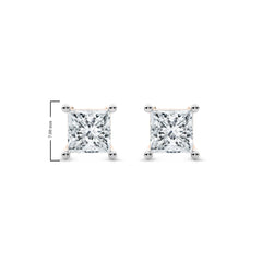 2 CT. Princess Cut Natural Diamond Stud Earrings