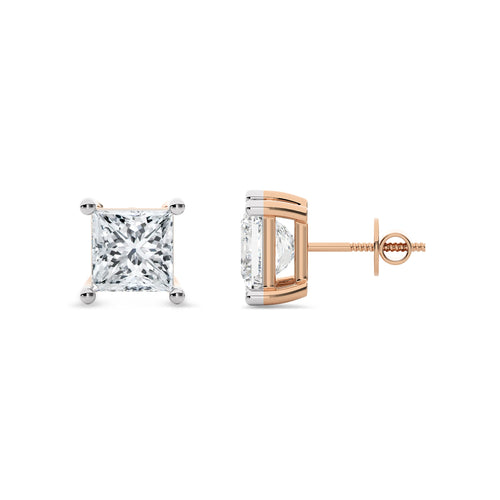 2 CT. Princess Cut Lab Created Diamond Stud Earrings