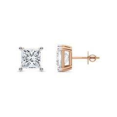 2 CT. Princess Cut Natural Diamond Stud Earrings