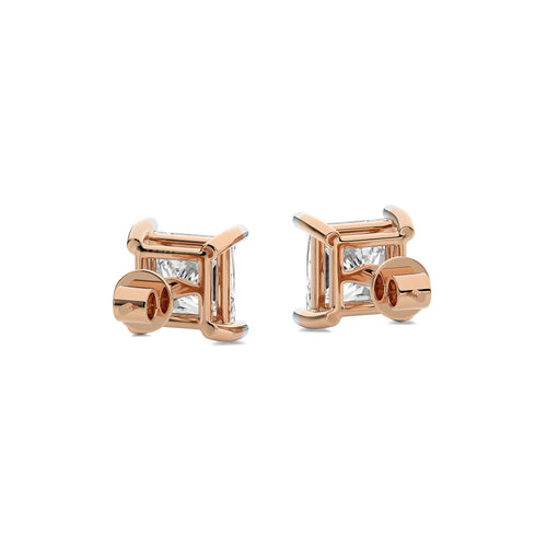 2 CT. Princess Cut Natural Diamond Stud Earrings
