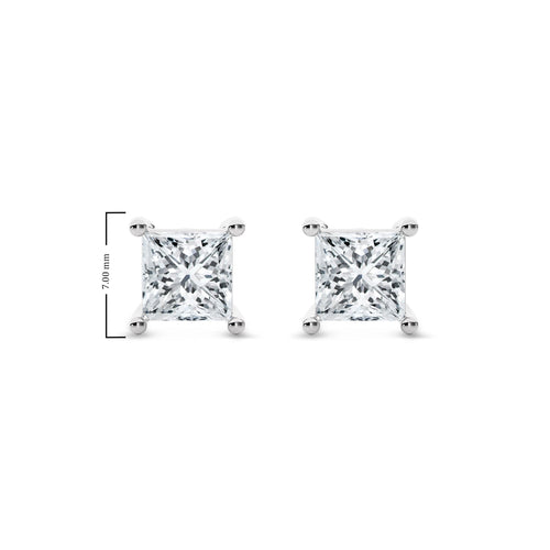 2 CT. Princess Cut Natural Diamond Stud Earrings