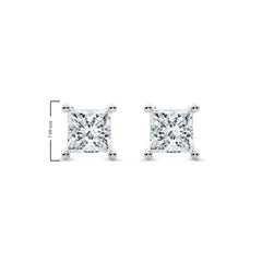 2 CT. Princess Cut Natural Diamond Stud Earrings