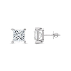2 CT. Princess Cut Natural Diamond Stud Earrings