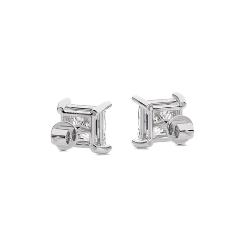 2 CT. Princess Cut Natural Diamond Stud Earrings