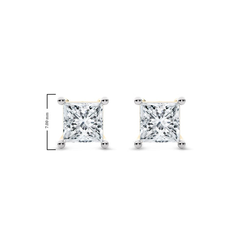 2 CT. Princess Cut Lab Created Diamond Stud Earrings