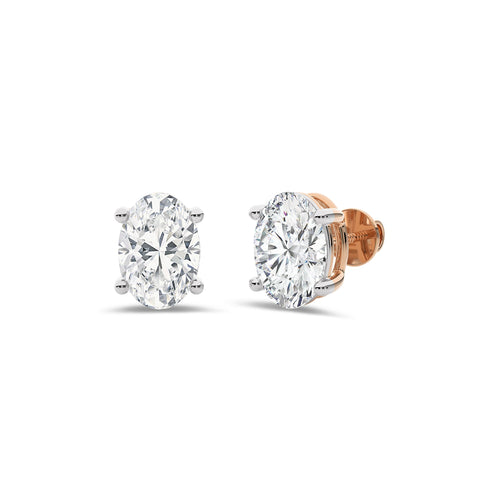 2 CT. Oval Natural Diamond Stud Earrings