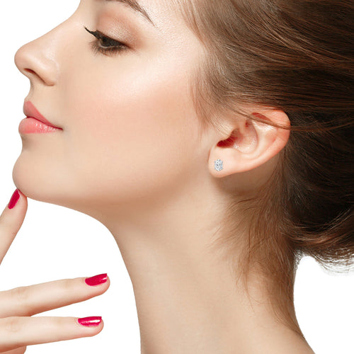 2 CT. Oval Natural Diamond Stud Earrings