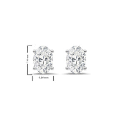2 CT. Oval Natural Diamond Stud Earrings