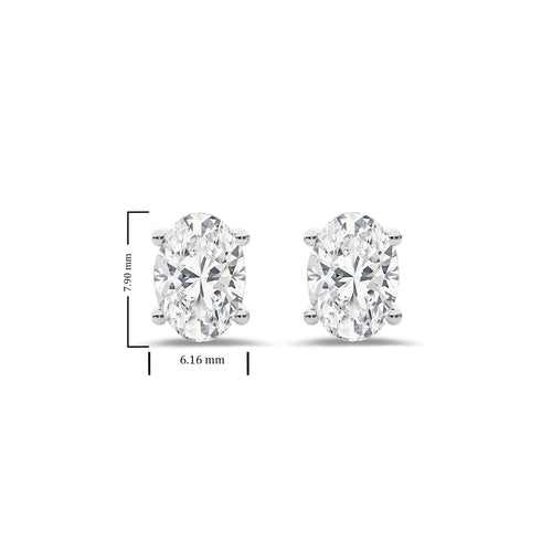 2 CT. Oval Natural Diamond Stud Earrings