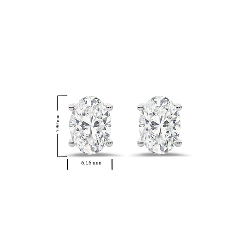 2 CT. Oval Natural Diamond Stud Earrings