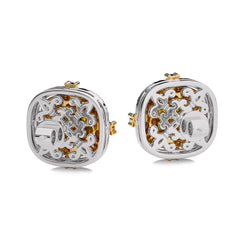 Fancy Yellow 1 1/2 CT. Round and Radiant  Natural Diamond Fashion Earrings