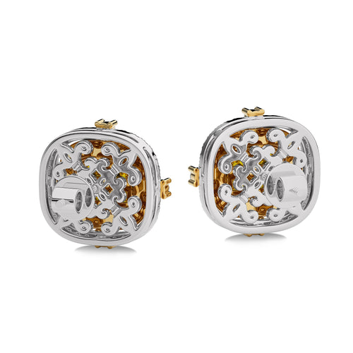 Fancy Yellow 1 1/2 CT. Round and Radiant  Natural Diamond Fashion Earrings