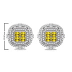 Fancy Yellow 1 1/2 CT. Round and Radiant  Natural Diamond Fashion Earrings