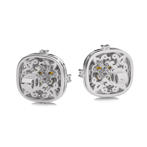 Fancy Yellow 1 1/2 CT. Round and Radiant  Natural Diamond Fashion Earrings