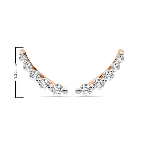 1/4 CT. Round Natural Diamond Climber Earrings
