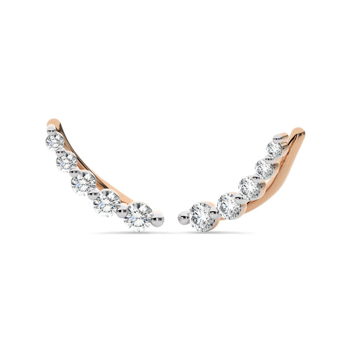 1/4 CT. Round Natural Diamond Climber Earrings