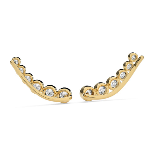 1/2 CT. Round Natural Diamond bezel Set Climber Earrings