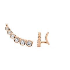 1/2 CT. Round Natural Diamond bezel Set Climber Earrings