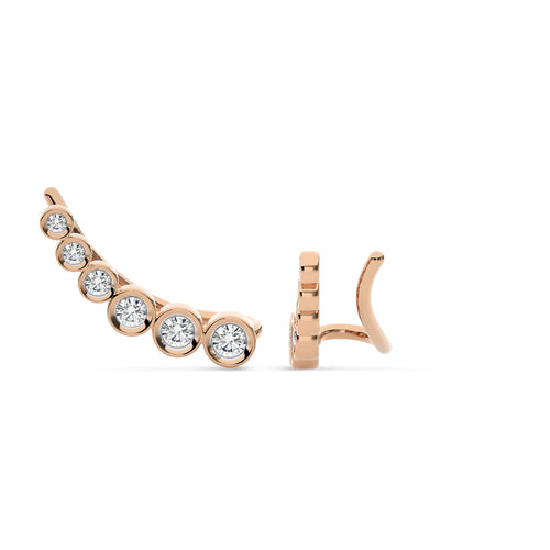 1/2 CT. Round Natural Diamond bezel Set Climber Earrings