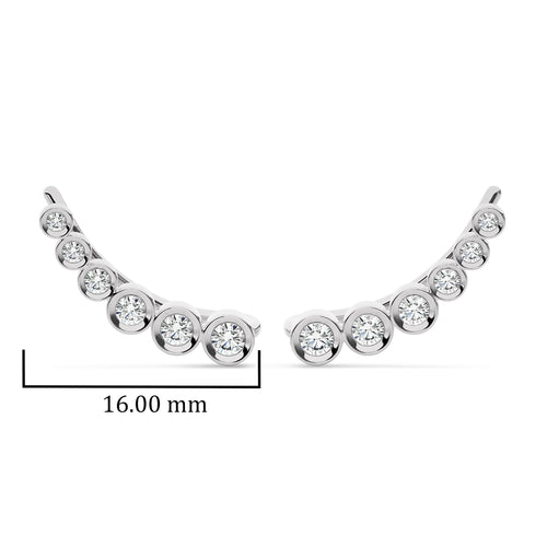 1/2 CT. Round Natural Diamond bezel Set Climber Earrings