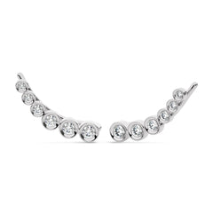 1/2 CT. Round Natural Diamond bezel Set Climber Earrings
