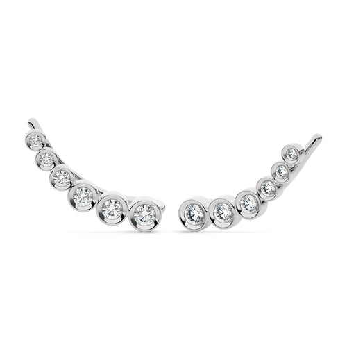 1/2 CT. Round Natural Diamond bezel Set Climber Earrings