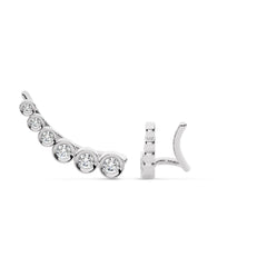 1/2 CT. Round Natural Diamond bezel Set Climber Earrings