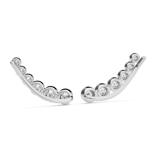 1/2 CT. Round Natural Diamond bezel Set Climber Earrings