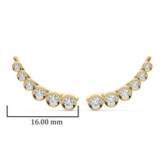 1/2 CT. Round Natural Diamond bezel Set Climber Earrings