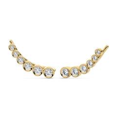 1/2 CT. Round Natural Diamond bezel Set Climber Earrings