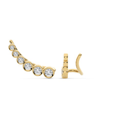 1/2 CT. Round Natural Diamond bezel Set Climber Earrings