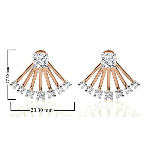 2 CT. Fan Style Front and Back Round Natural Diamond Jacket Earrings