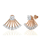 2 CT. Fan Style Front and Back Round Natural Diamond Jacket Earrings