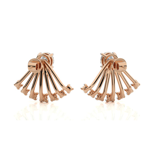 2 CT. Fan Style Front and Back Round Lab Created Diamond Jacket Earrings