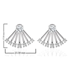 2 CT. Fan Style Front and Back Round Natural Diamond Jacket Earrings