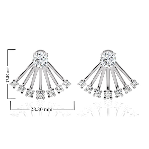 2 CT. Fan Style Front and Back Round Natural Diamond Jacket Earrings