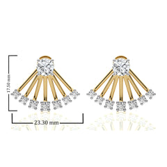 2 CT. Fan Style Front and Back Round Natural Diamond Jacket Earrings