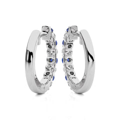 1/2 CT. Round Natural Diamond and Blue Sapphire Eternity Hoop Earrings