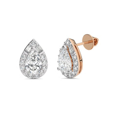 2 CT. Cocktail Natural Diamond Halo Tear Drop Stud Earrings