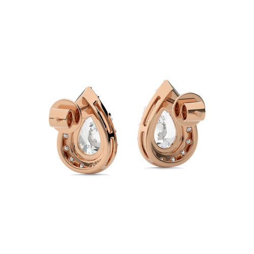2 CT. Cocktail Natural Diamond Halo Tear Drop Stud Earrings