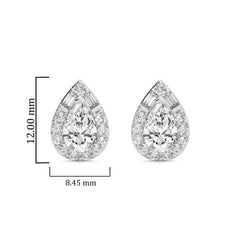 2 CT. Cocktail Natural Diamond Halo Tear Drop Stud Earrings