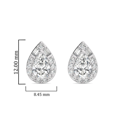 2 CT. Cocktail Natural Diamond Halo Tear Drop Stud Earrings