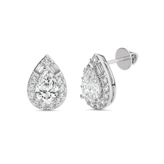 2 CT. Cocktail Natural Diamond Halo Tear Drop Stud Earrings