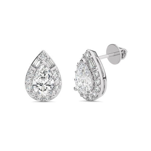 2 CT. Cocktail Natural Diamond Halo Tear Drop Stud Earrings