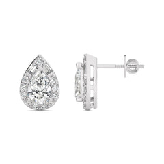 2 CT. Cocktail Natural Diamond Halo Tear Drop Stud Earrings