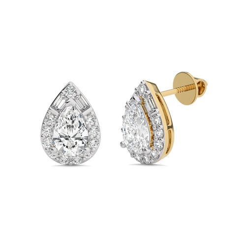2 CT. Cocktail Natural Diamond Halo Tear Drop Stud Earrings