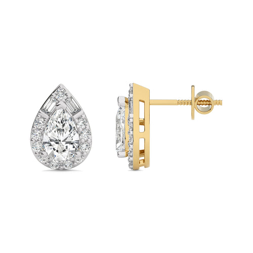 2 CT. Cocktail Natural Diamond Halo Tear Drop Stud Earrings