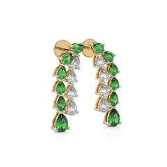 3 CT. Pear Shape Emerald and Natural Diamond Earrings