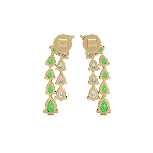 3 CT. Pear Shape Emerald and Natural Diamond Earrings